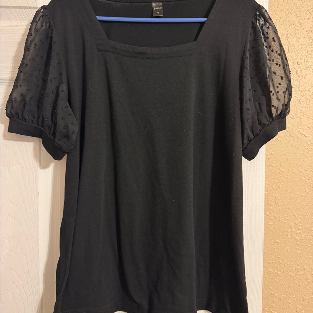 Elegant Black Sheer Sleeve Top